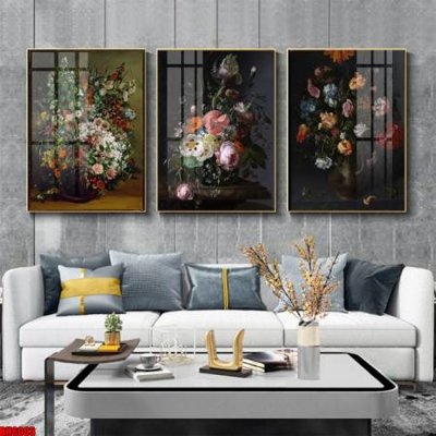 File gốc File tranh bộ 3 bình hoa phong cách cổ điển BH6003 (cho in UV) siêu nét