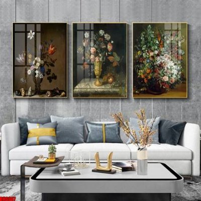 File ảnh File tranh bộ 3 bình hoa phong cách cổ điển BH6007 (gốc) cho trang trí nội thất