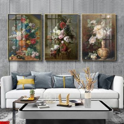 File in trần File tranh bộ 3 bình hoa phong cách cổ điển BH6027 (file gốc) xuyên sáng