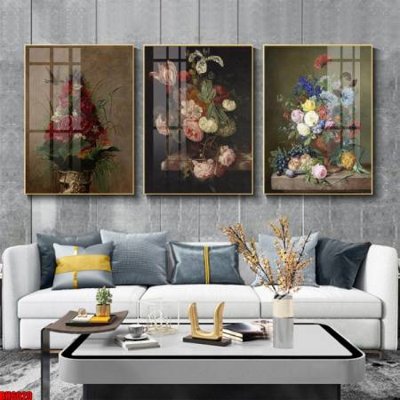File tranh gốc File tranh bộ 3 bình hoa phong cách cổ điển BH6029 (bản đẹp) độc quyền