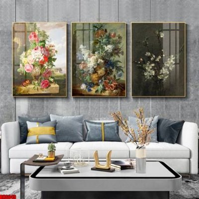 File PSD File tranh bộ 3 bình hoa phong cách cổ điển BH6049 (bản gốc) cho nhà in