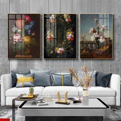 File tranh File tranh bộ 3 bình hoa phong cách cổ điển BH6086 (gốc) chủ đề tĩnh vật