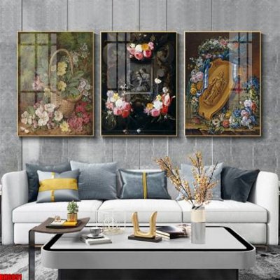 File in trần File tranh bộ 3 bình hoa phong cách cổ điển BH6091 (file gốc) phong thủy