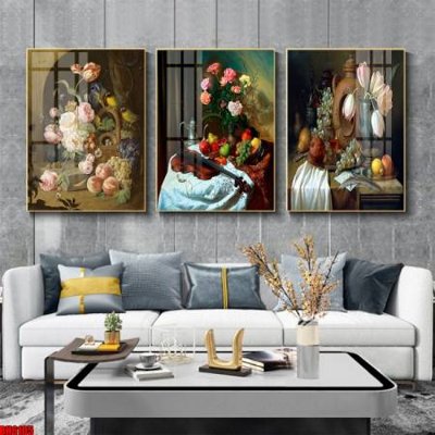 File in trần File tranh bộ 3 bình hoa phong cách cổ điển BH6105 (bản gốc 3D) sống động