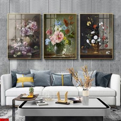 File in trần File tranh bộ 3 bình hoa phong cách cổ điển BH6114 (file gốc) hoa văn 3D