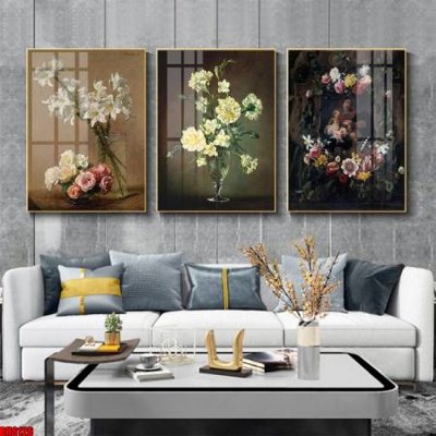 File tranh File tranh bộ 3 bình hoa phong cách cổ điển BH6126 (gốc) in trên kính