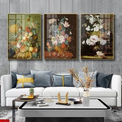 File tranh File tranh bộ 3 bình hoa phong cách cổ điển BH6163 (ảnh gốc) in trần nhà