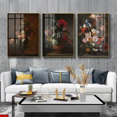 Hình ảnh file gốc in trần nhà File tranh bộ 3 bình hoa phong cách cổ điển BH6178