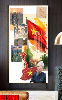 File tranh in trần 3D File in tranh bác hồ chất lượng cao BH9018 (ảnh gốc)
