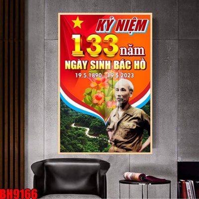 File gốc File in tranh bác hồ chất lượng cao BH9166 (in tráng gương) sang trọng