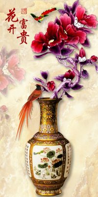 Hình ảnh file gốc in trần nhà File tranh bình hoa BHY122