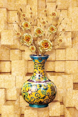 Hình ảnh file gốc File tranh bình hoa BHY153 cho in UV