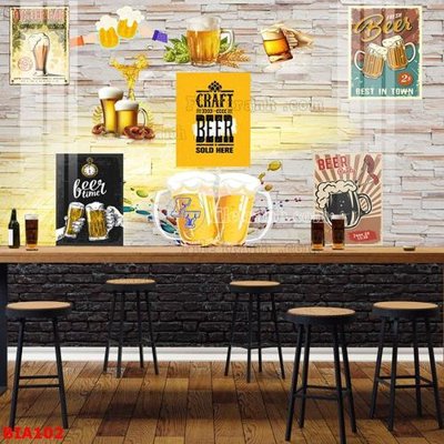 File tranh Tranh quán bia nhậu BIA102 (bản gốc) treo tường