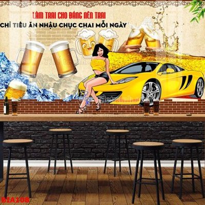 File tranh Tranh quán bia nhậu BIA108 (gốc) phong cách tối giản