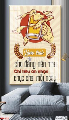 Tải file gốc in lụa Tranh quán bia nhậu BIA121 siêu nét