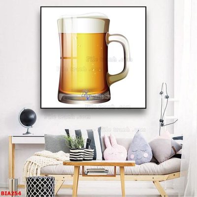 File gốc Tranh quán bia nhậu BIA254 (in lụa) tranh phong thủy