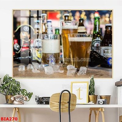 File gốc Tranh quán bia nhậu BIA270 (in lụa) tranh thuận buồm