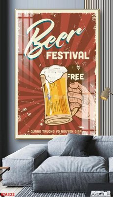 File gốc Tranh quán bia nhậu BIA322 (in tráng gương) nghệ thuật