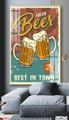 File gốc Tranh quán bia nhậu BIA371 (in ấn) màu sắc trung thực