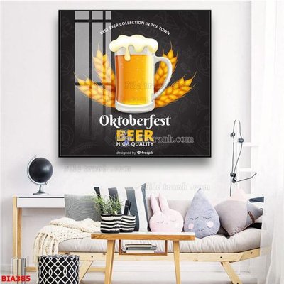 File gốc Tranh quán bia nhậu BIA385 (in lụa) tranh phong thủy