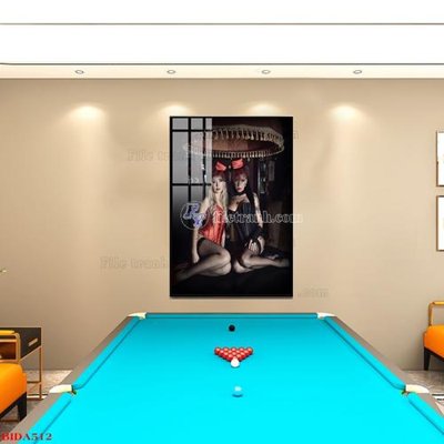 File gốc File tranh quán bida bi-a BILLARD BIDA512 (in lụa) hoa văn cổ điển