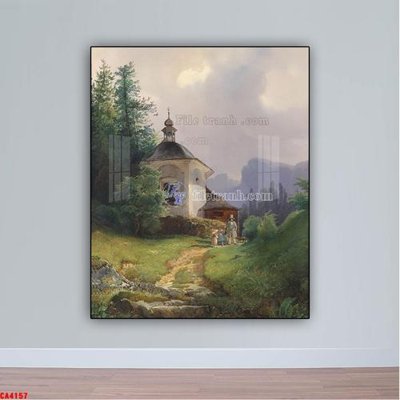 Tải file Tranh sơn dầu phong cảnh châu âu CA4157 (gốc) làm tranh trang trí