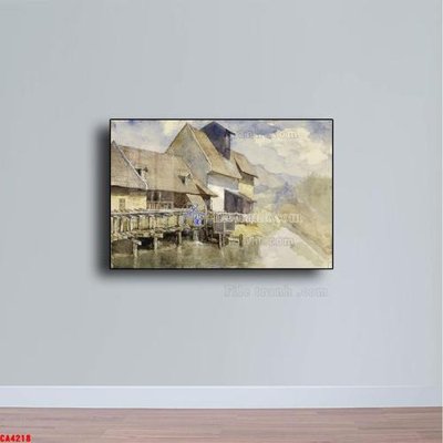 Ảnh gốc file in lụa Tranh sơn dầu phong cảnh châu âu CA4218 chi tiết