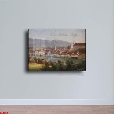 Download file gốc Tranh sơn dầu phong cảnh châu âu CA4382 (in mica) trong suốt