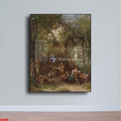 File tranh gốc in trần nhà Tranh sơn dầu phong cảnh châu âu CA4408 3D