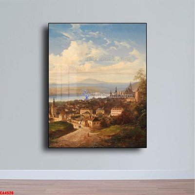 File tranh PSD Tranh sơn dầu phong cảnh châu âu CA4526 chất lượng cao