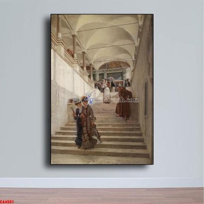 File gốc Tranh sơn dầu phong cảnh châu âu CA4551 (in lụa) hoa văn cổ điển