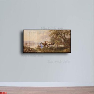 File in trần Tranh sơn dầu phong cảnh châu âu CA4623 (file gốc) phong thủy