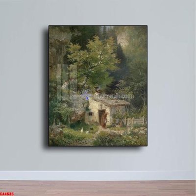 File in trần Tranh sơn dầu phong cảnh châu âu CA4635 (bản gốc) bầu trời