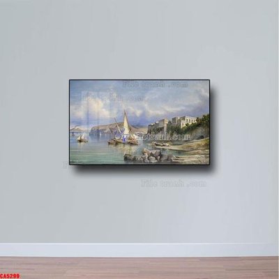 File in trần Tranh sơn dầu phong cảnh châu âu CA5299 (bản gốc) bầu trời