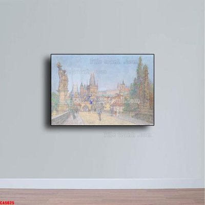 Download file Tranh sơn dầu phong cảnh châu âu CA5625 (gốc) in mica bàn thờ