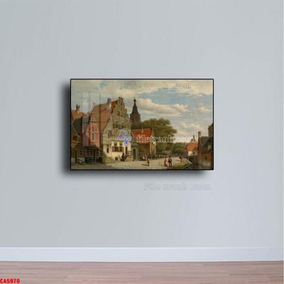 File PSD Tranh sơn dầu phong cảnh châu âu CA5970 (gốc) nhiều lớp (multi-layer)