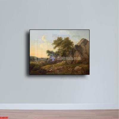 File in trần Tranh sơn dầu phong cảnh châu âu CA6597 (bản gốc) trời sao