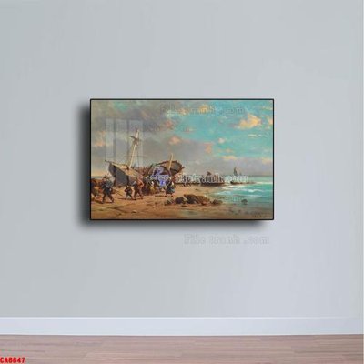 File gốc Tranh sơn dầu phong cảnh châu âu CA6647 (in mica) làm bảng hiệu