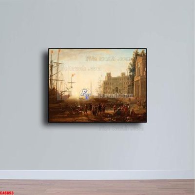 File in trần Tranh sơn dầu phong cảnh châu âu CA6853 (bản gốc) hoa văn