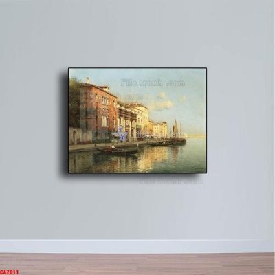 File in trần Tranh sơn dầu phong cảnh châu âu CA7011 (bản gốc) bầu trời