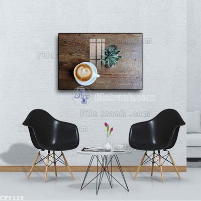 File gốc File tranh treo quán cà phê CF5128 (in lụa) họa tiết 3D