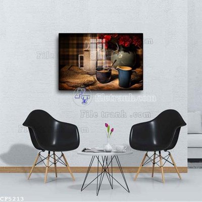 File tranh File tranh treo quán cà phê CF5213 (gốc) in trên kính