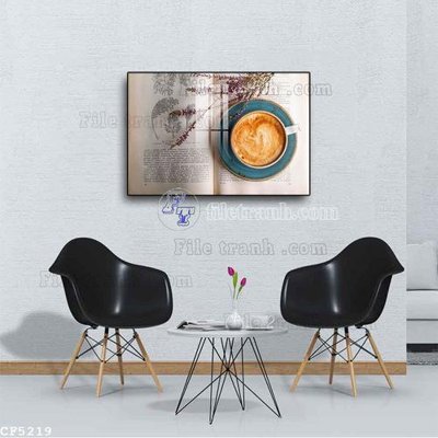 File in trần File tranh treo quán cà phê CF5219 (bản gốc 3D) sống động