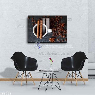Hình ảnh file gốc in lụa File tranh treo quán cà phê CF5274