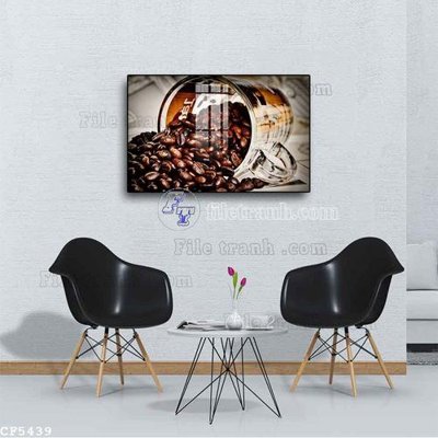 File gốc File tranh treo quán cà phê CF5439 (in lụa) tranh phong thủy