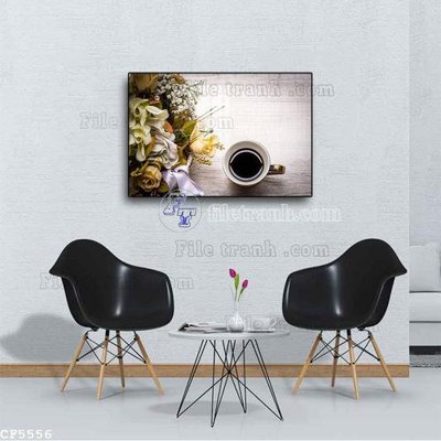 File in lụa File tranh treo quán cà phê CF5556 (chất lượng cao) File tranh treo quán cà phê CF5556
