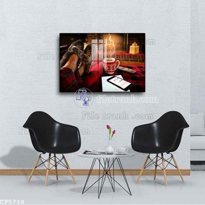 File gốc File tranh treo quán cà phê CF5710 (in tráng gương) sang trọng