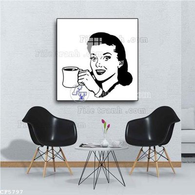 File gốc File tranh treo quán cà phê CF5797 (in lụa) tranh phong thủy