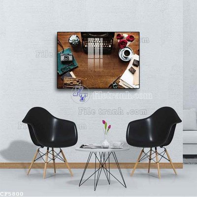 File in trần File tranh treo quán cà phê CF5800 (bản gốc 3D) sống động