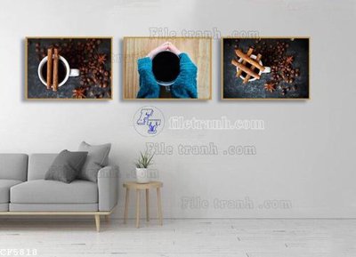 File gốc File tranh treo quán cà phê CF5818 (in 3D) cho trang trí